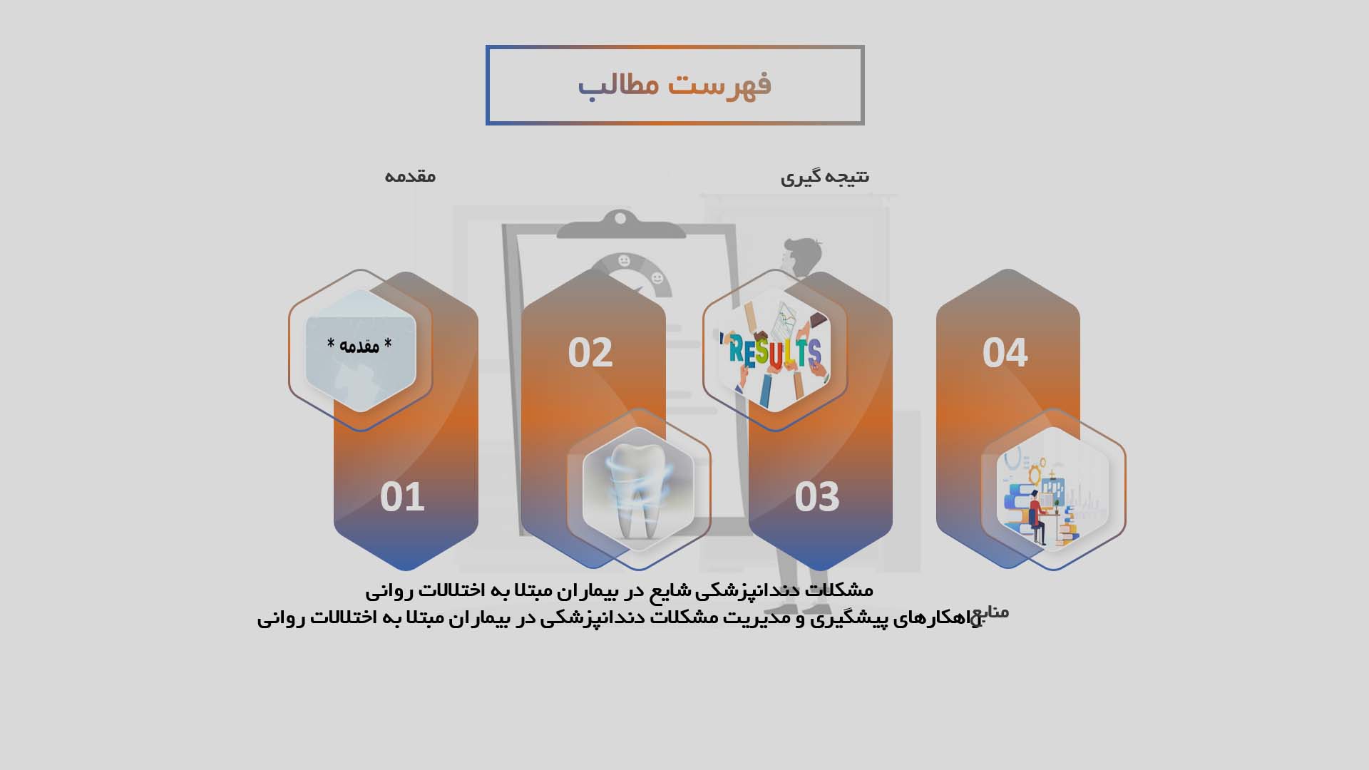 پاورپوینت بررسی مشکلات دندانپزشکی در بیماران مبتلا به اختلالات روانی